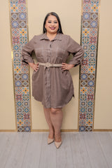 Brown Button Dress Dress