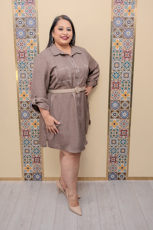 Brown Button Dress Dress