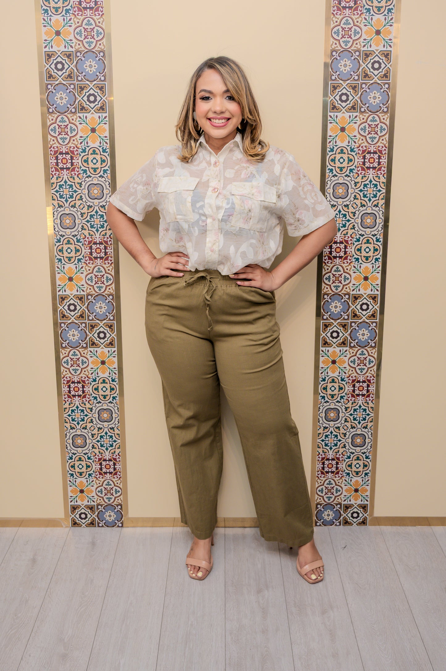 Olive Pull On Pants