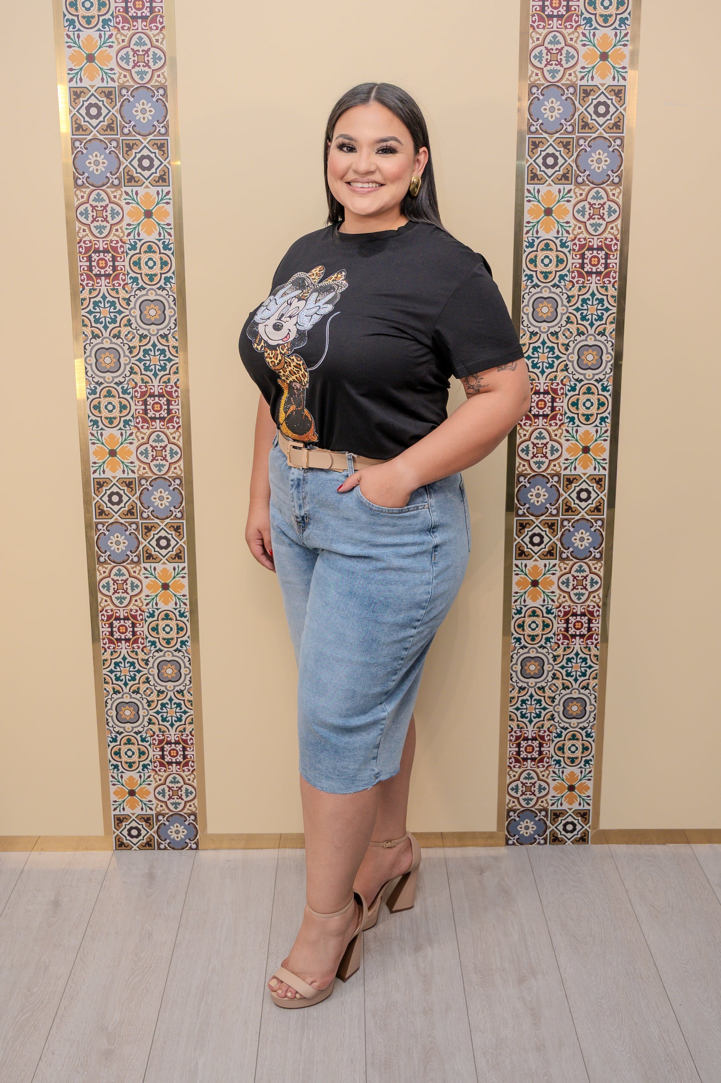 Black Minnie Mouse Graphic Shirt