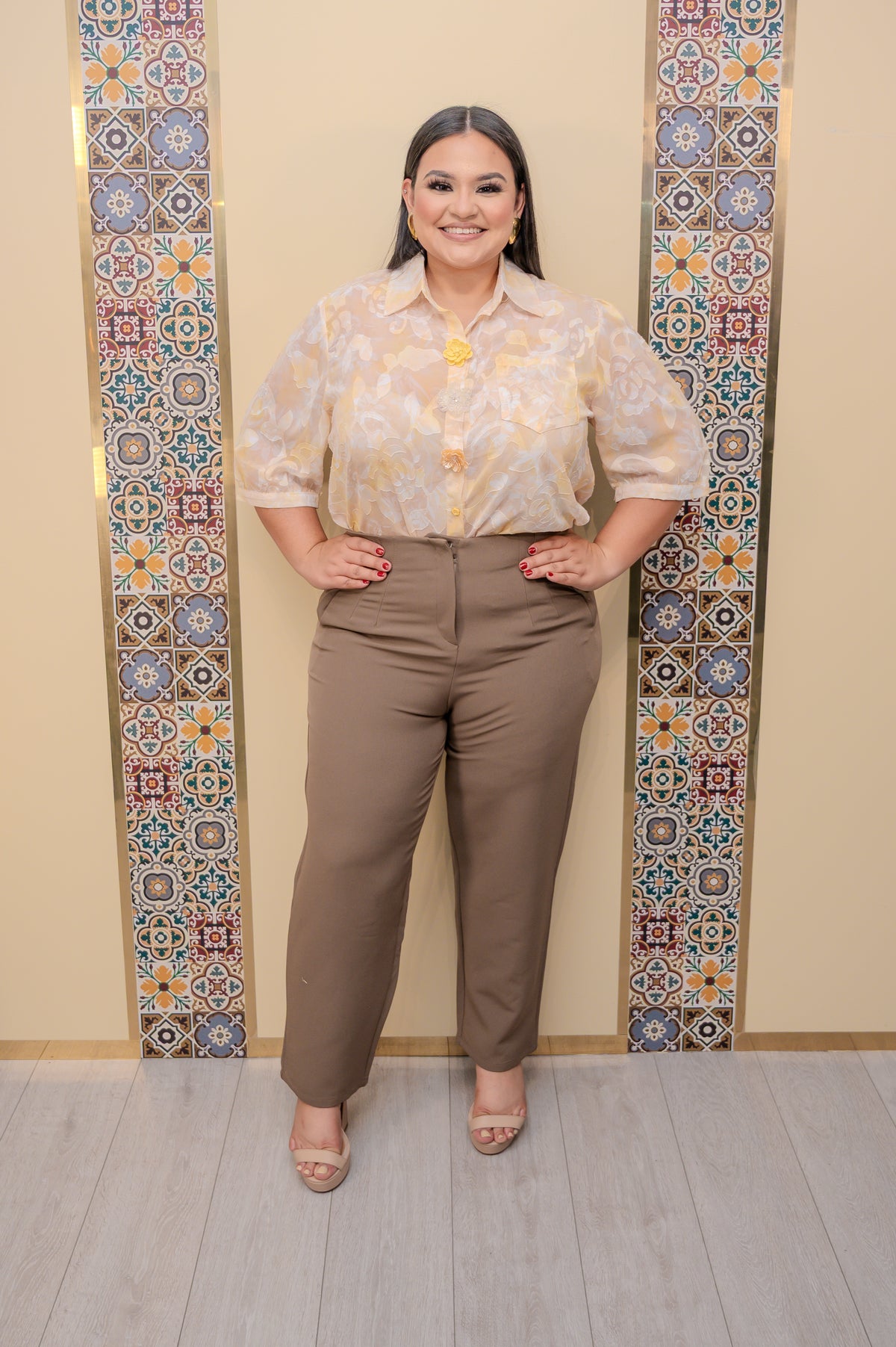 Yellow Sheer Floral Blouse