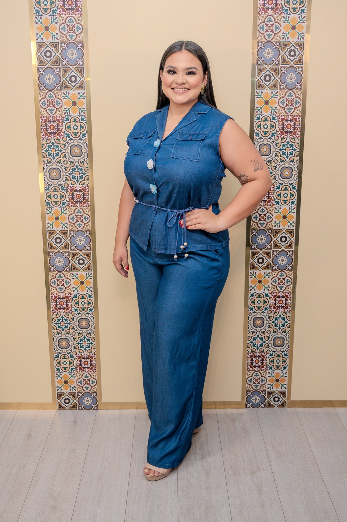 Denim Vest and Pants Set