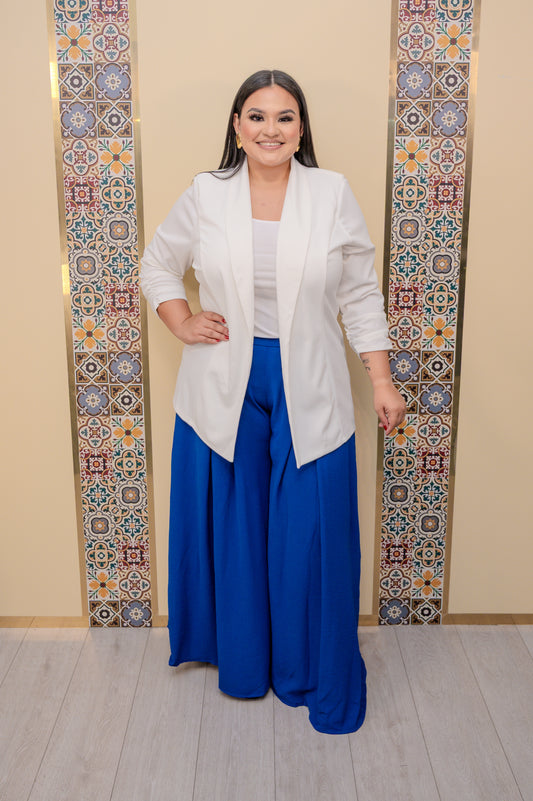 White Long Line Blazer