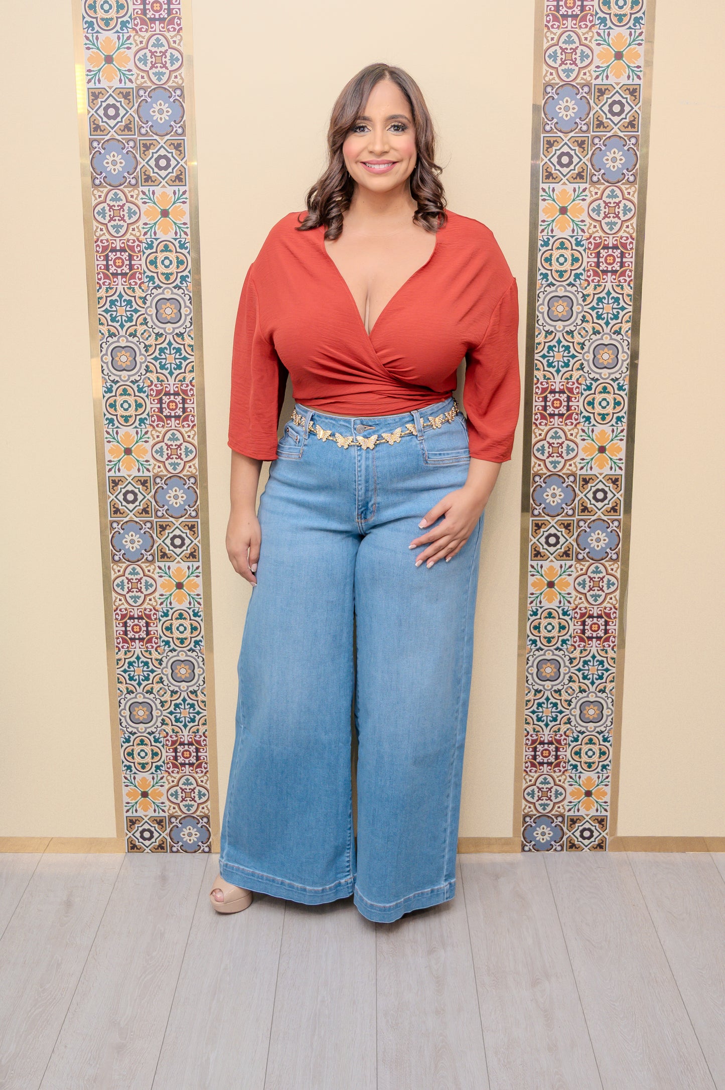Rust Wrap Blouse