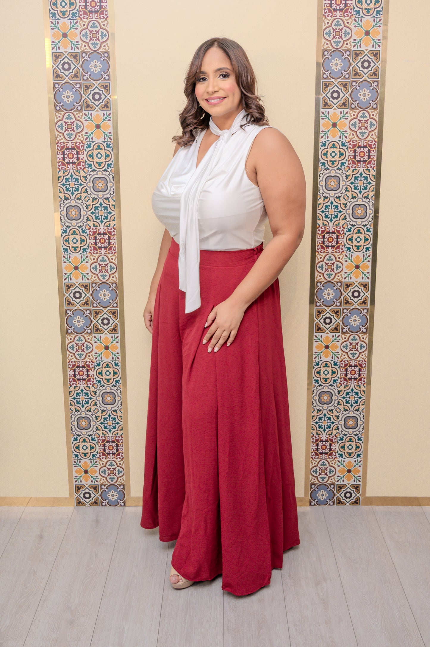Wine Wide Leg Pants
