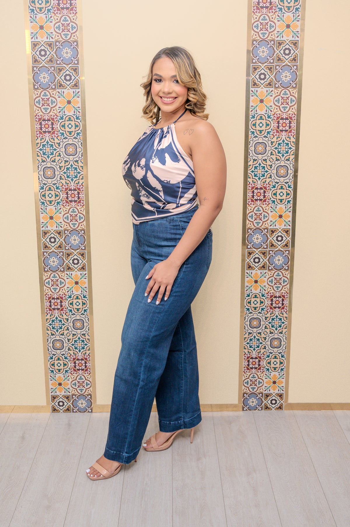 Midnight Satin Scarf Top