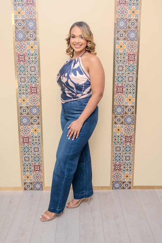 Midnight Satin Scarf Top