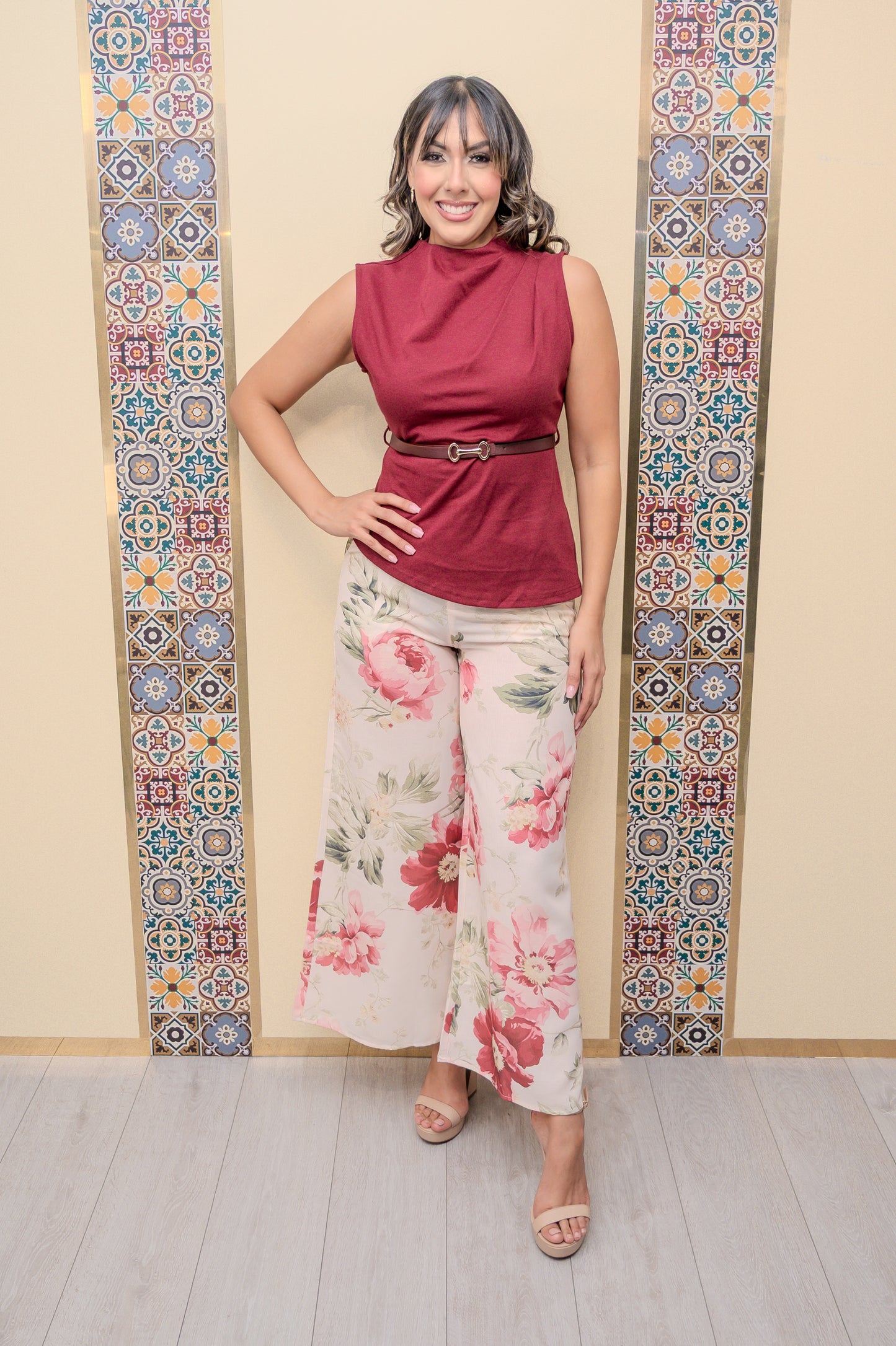 Burgundy Belted Top