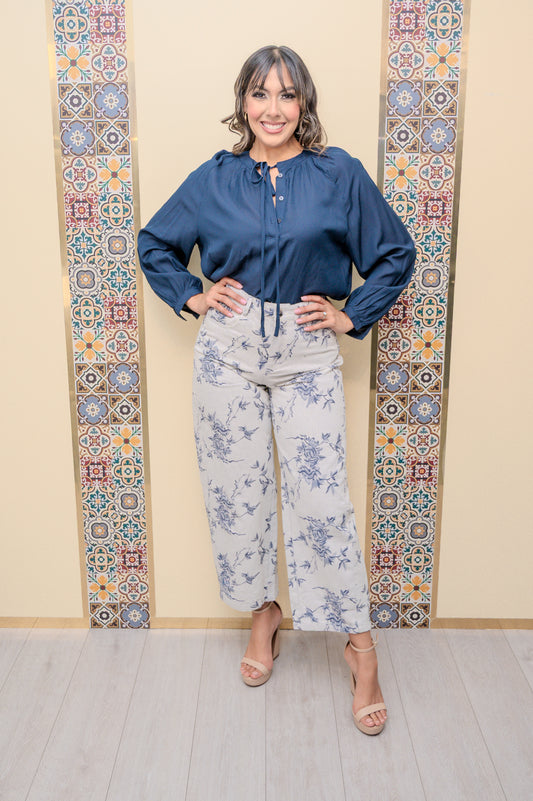 Navy Long Sleeve Blouse