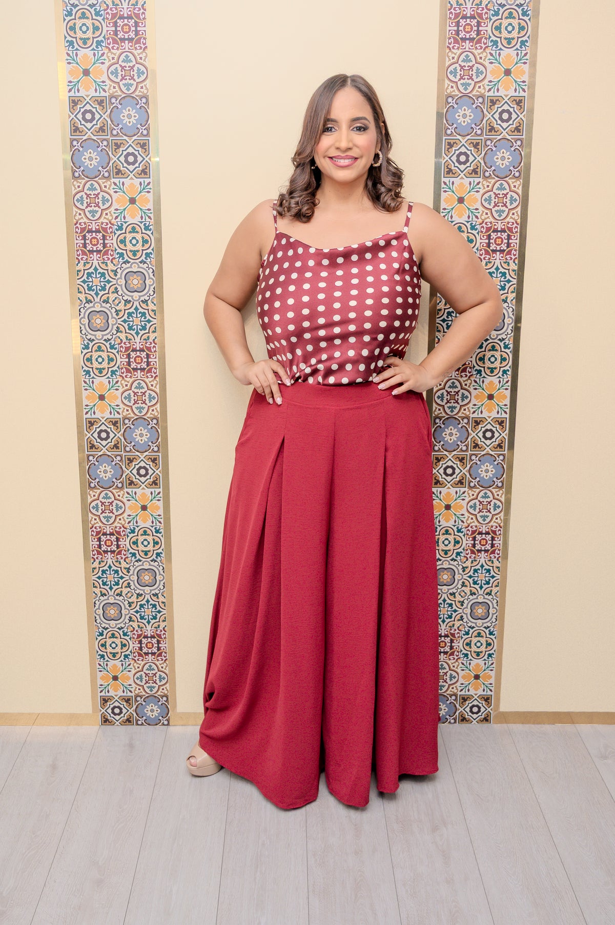 Burgundy Wide Leg Pants