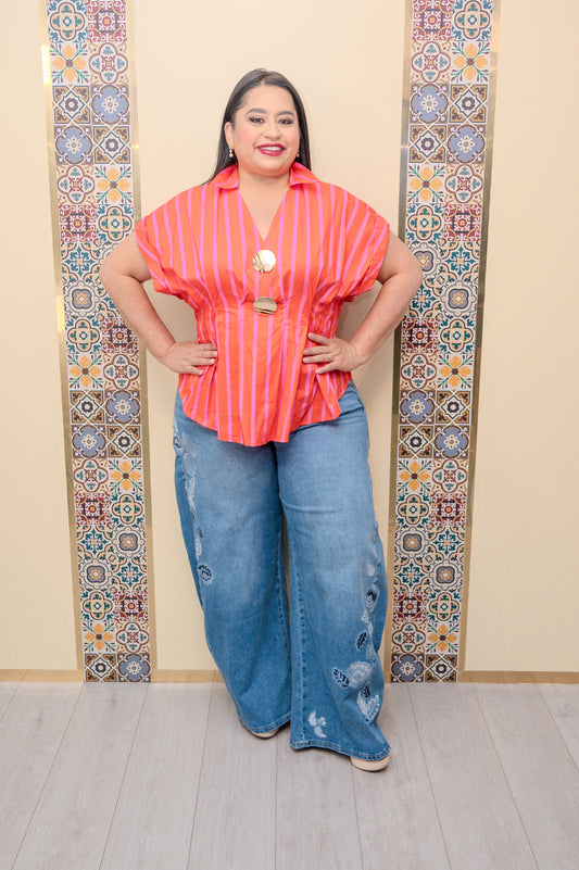 Denim Jeans with Flower Patches