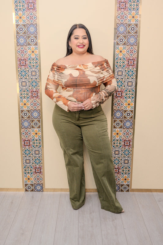 Olive Wide Leg Jeans