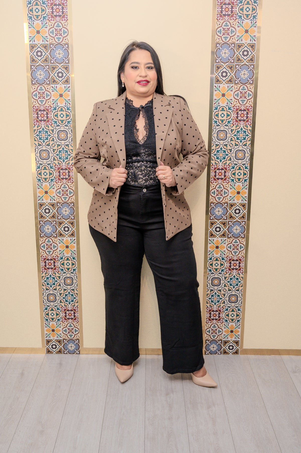Black Knitted Lace Top