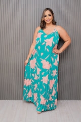 Jade Green Floral Cami Maxi Dress