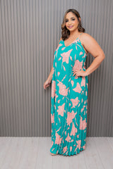 Jade Green Floral Cami Maxi Dress