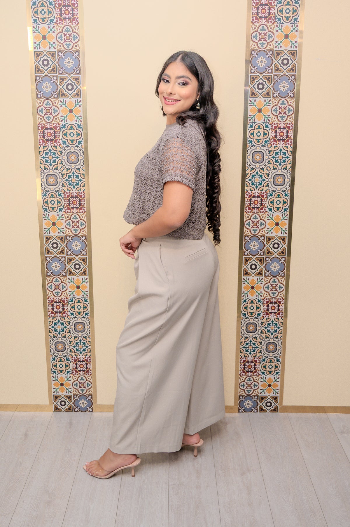 Gray Crochet Style Top