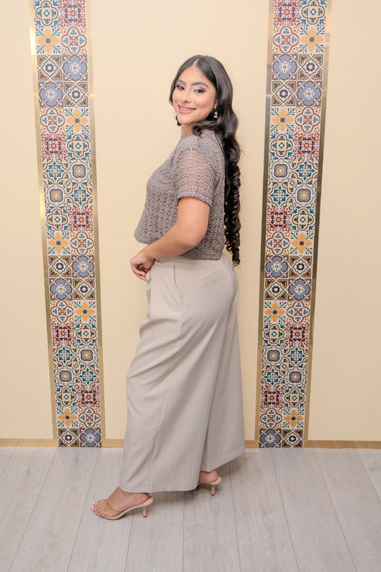 Gray Crochet Style Top