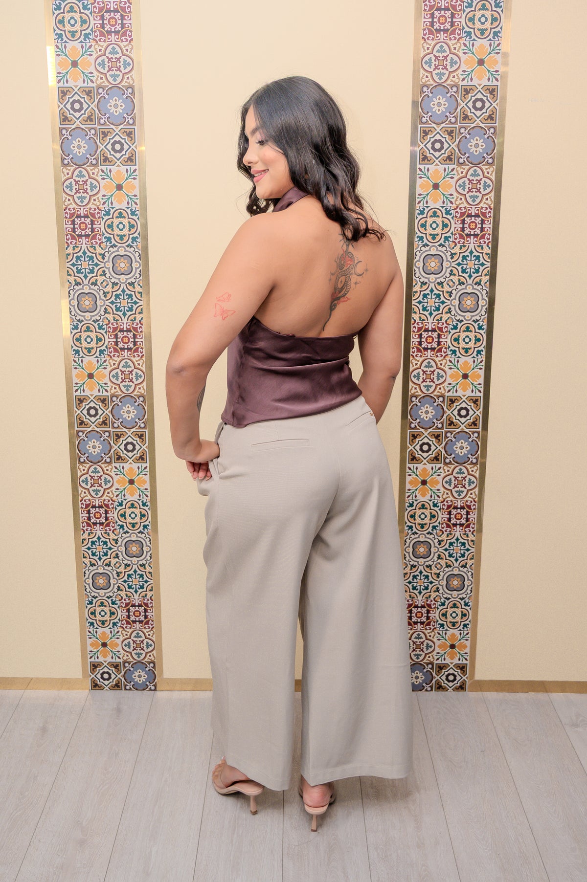 Plum Halter Satin Top