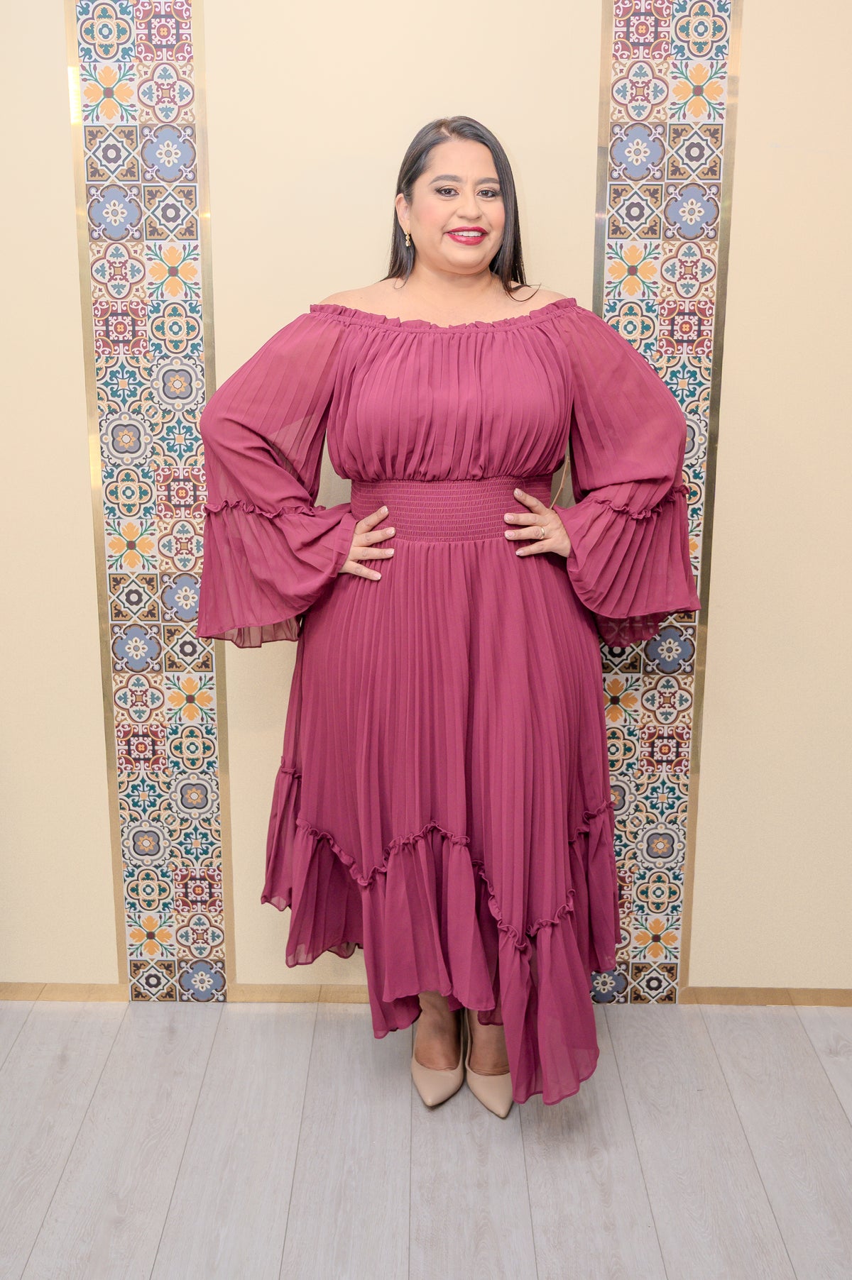 Plum Off Shoulder Maxi Dress