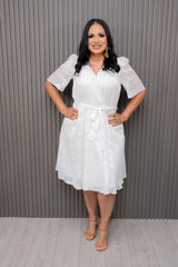 White Short Sleeve Dress