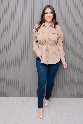 Mocha Stretch Collar Neck Blouse