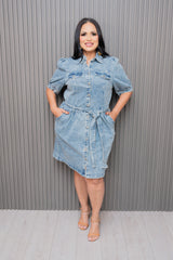 Acid Wash Button Down Denim Dress