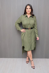 Olive Button Dress