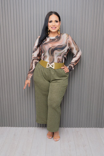 Olive Palazzo Pants with Pockets