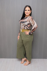 Olive Palazzo Pants with Pockets