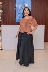 Copper Glitter Peplum Top
