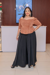 Copper Glitter Peplum Top