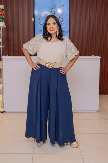 Navy Wide Leg Pants