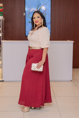 Burgundy Wide Leg Pants