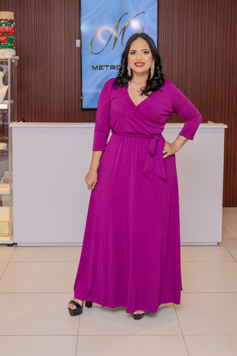 Magenta Wrap Maxi Dress