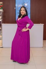 Magenta Wrap Maxi Dress