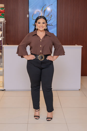 Brown Button Down Blouse