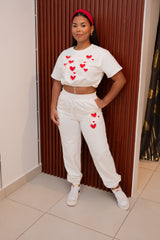 White Hearts Top and Cargo Pants