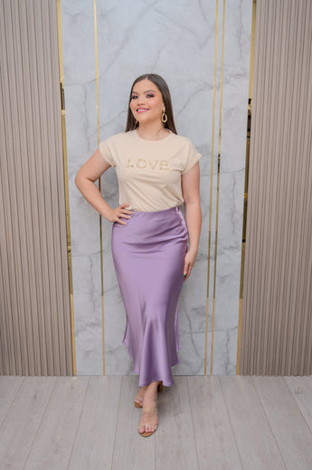 Lavender Midi Satin Skirt