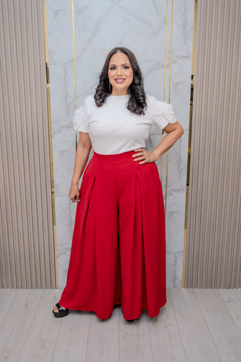 Red Wide Leg Pants