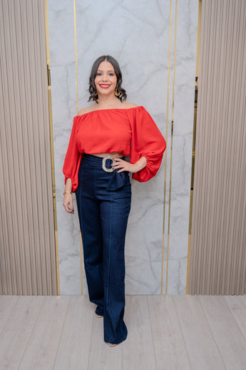 Red Off Shoulder Blouse