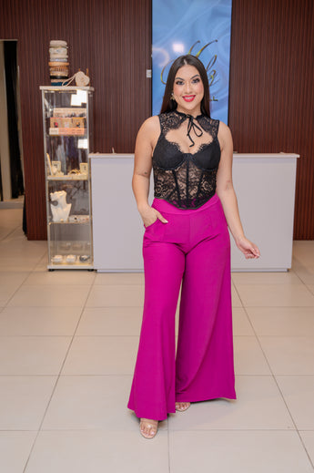 Magenta Wide Leg Pants