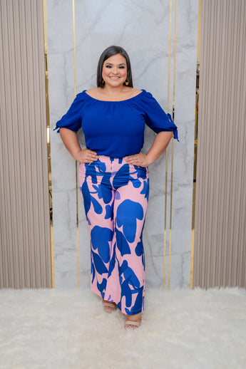 Pink/Blue Wide Leg Pants