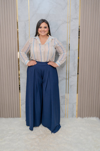 Navy Wide Leg Pants