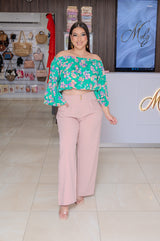 Mauve Front Pleat High Waisted Pants