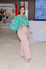 Mauve Front Pleat High Waisted Pants