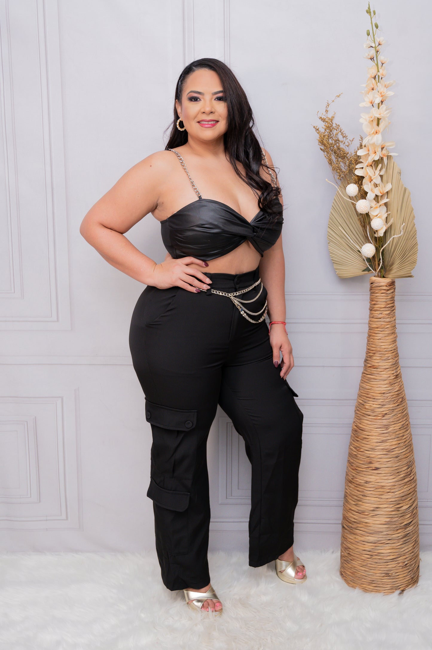Black Chain Straps Bralette Top