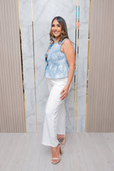 Blue Denim Top with Bows
