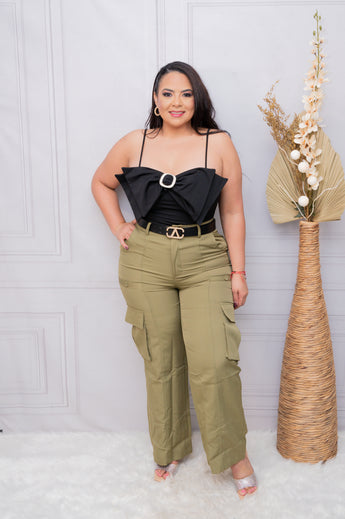 Black Embellished Knot Bow Bodysuit