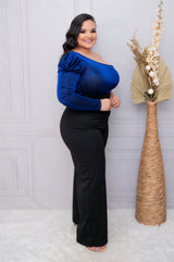 Royal Blue Glitter One Shoulder Jumper