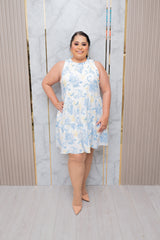 Orange/Blue Mix Halter Dress